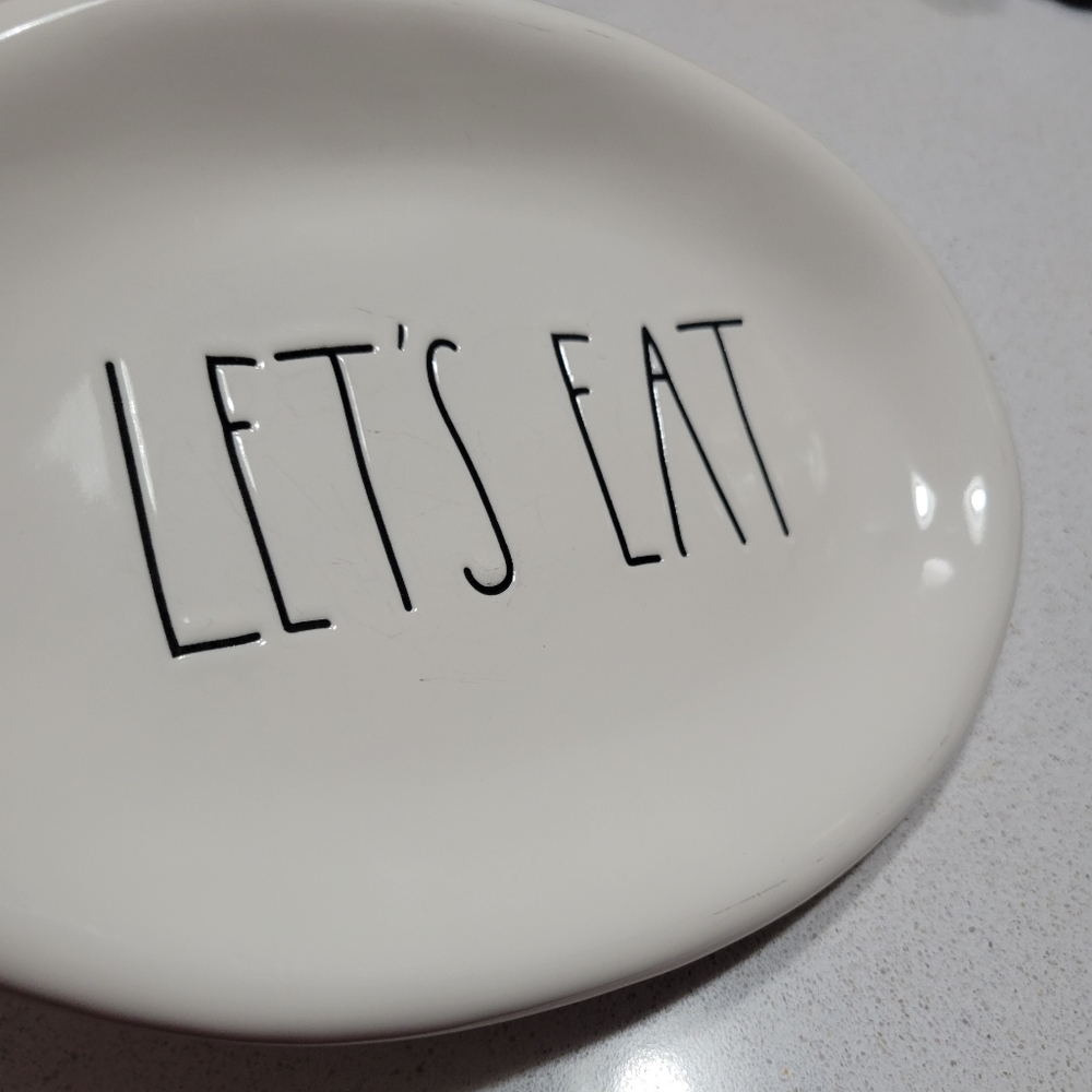 Rae Dunn Appetizer Plate LET'S EAT Oval Snack Plate